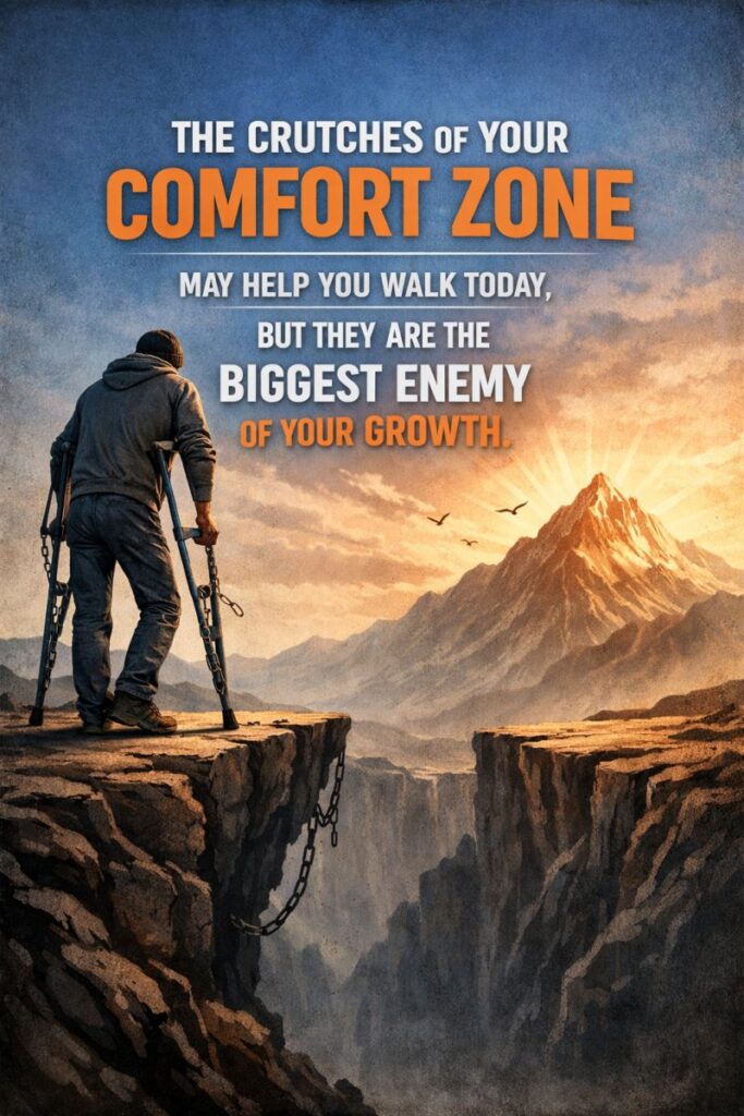 The crutches of your comfort zone may help you walk today, but they are the biggest enemy of your growth.